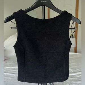 Banana Republic Black Crop Top with Faux Leather Band